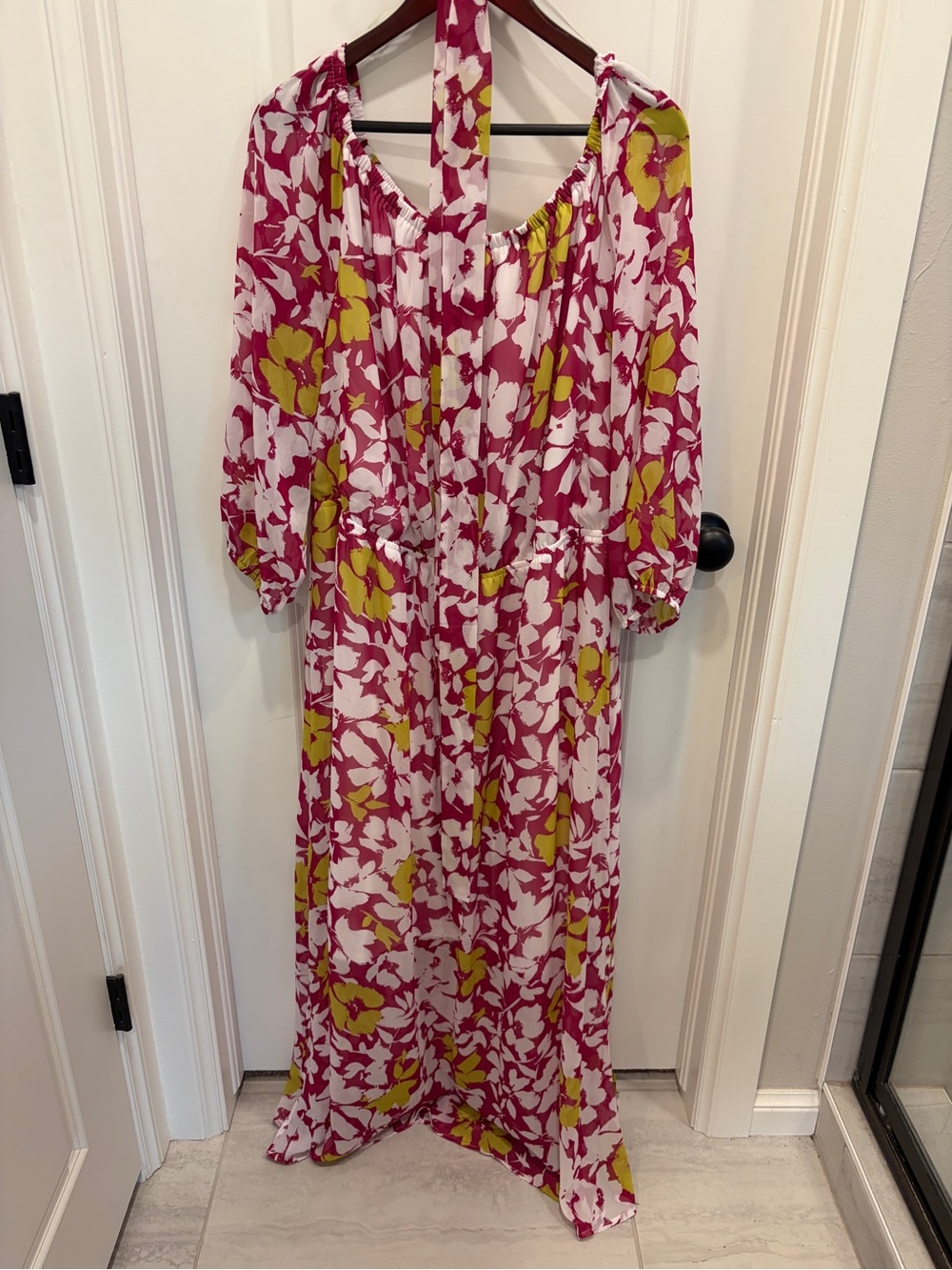 Pink & Yellow Floral Maxi Dress